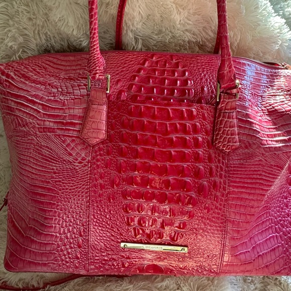COPY - RARE COLOR!! PINK COSMO BRAHMIN DUXBURY WEEKENDER LUGGAGE TOTE BAG - Picture 6 of 11